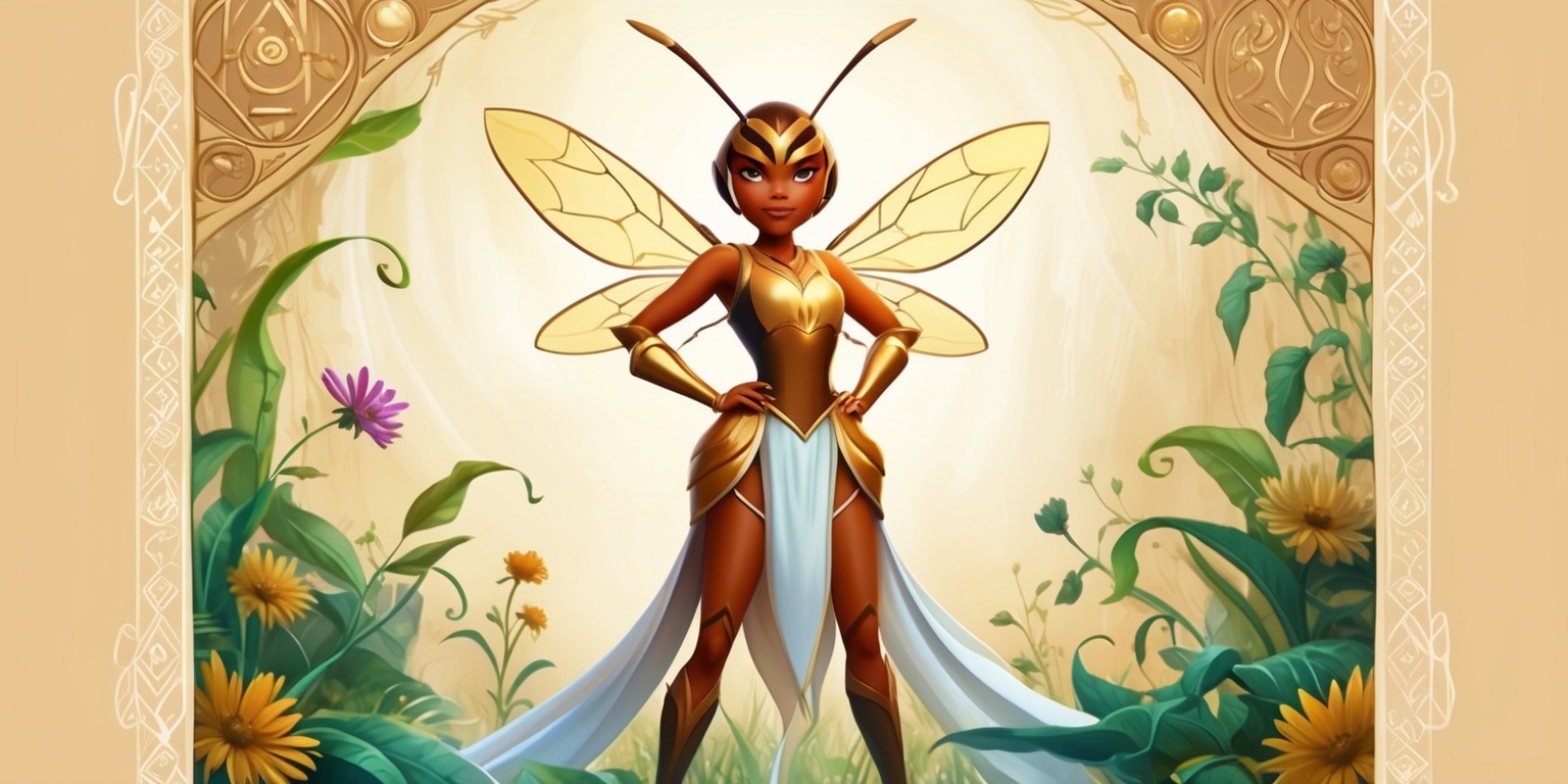 A serene and mystical illustration of the Silksong game, featuring a delicate blend of earthy tones and shimmering silks, with the protagonist Hornet standing confidently in the center, her facial features defined by determined eyes and a fierce expression, her skin a warm, honey-brown color, adorned in a flowing white and gold costume, surrounded by lush green foliage and vibrant wildflowers, with intricate patterns and symbols etched into the environment, the style reminiscent of a whimsical fairy tale, with soft, golden lighting and a shallow depth of field, focusing attention on Hornet's majestic presence, set against a subtle, creamy background that evokes a sense of wonder and adventure.